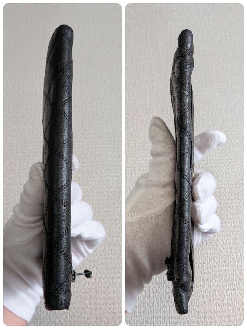 シャネル　ビコローレ　長財布　黒　ラムスキン　チェーン　ショルダー　ポーチ