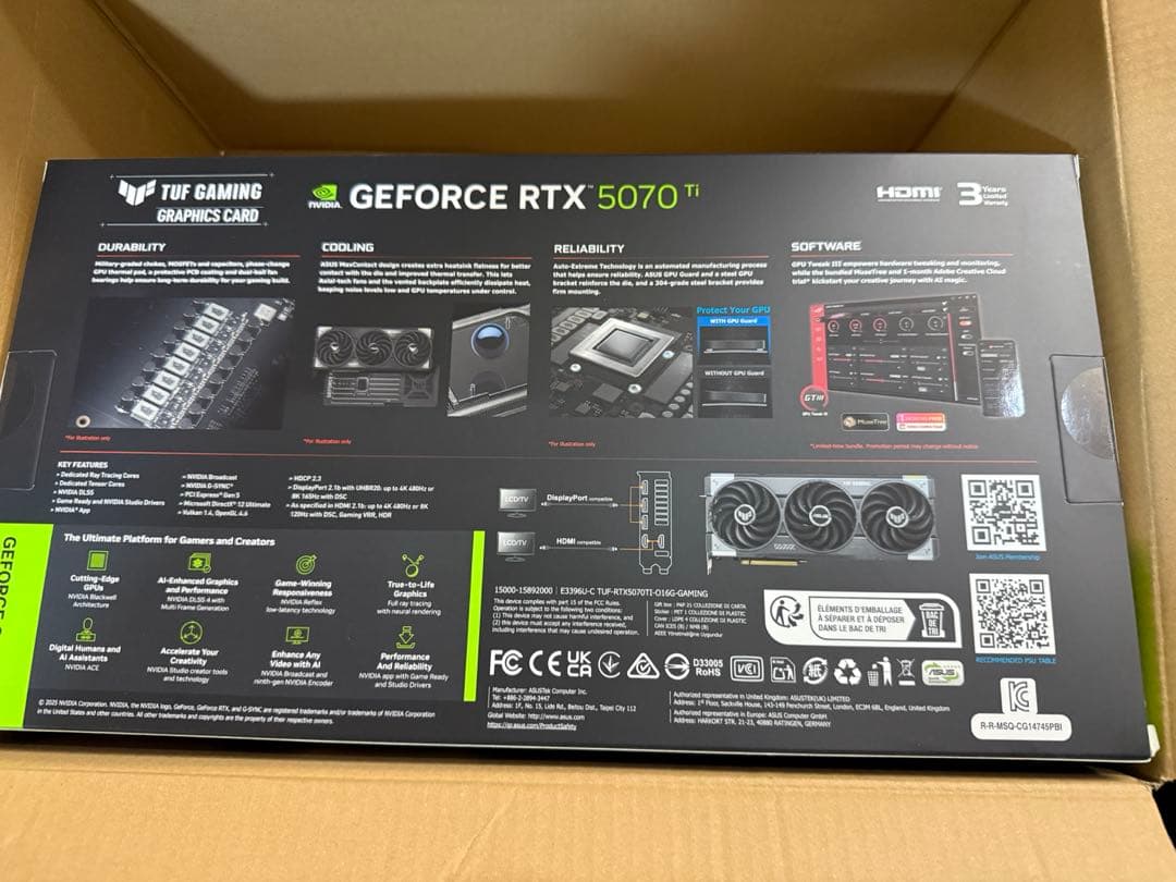 ASUS NVIDIA GeForce RTX 5070Ti ビデオカード