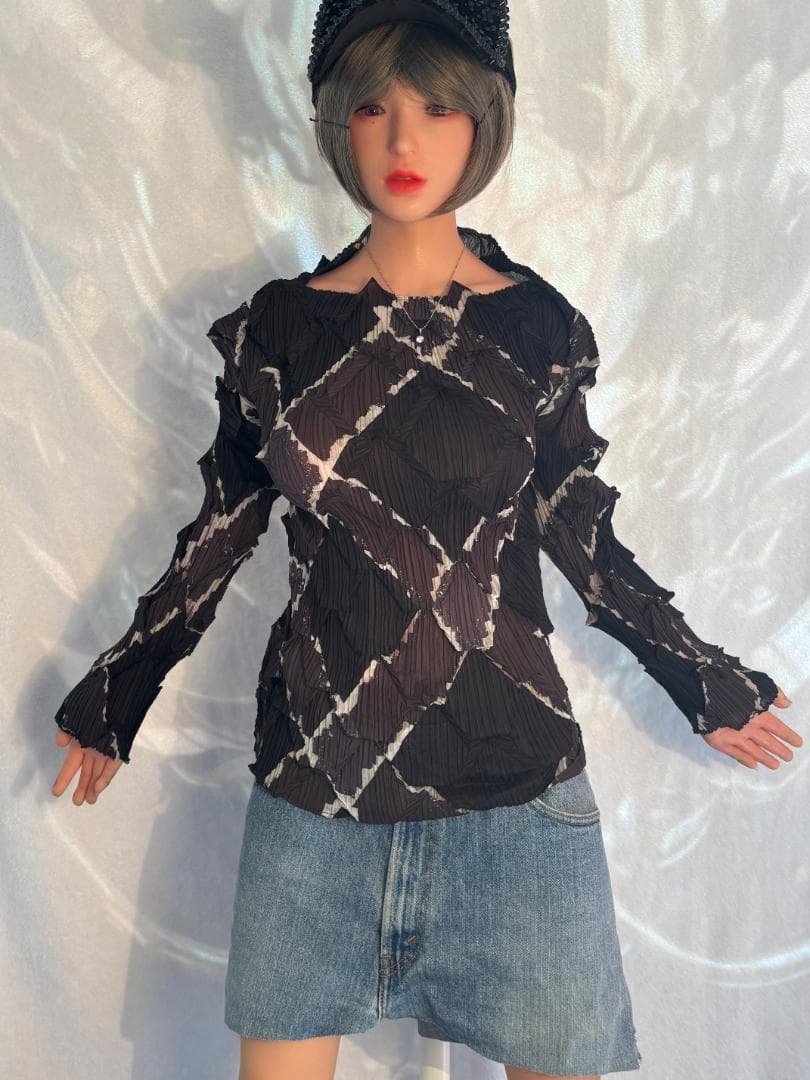 ISSEY MIYAKE ライン柄 変形 立体プリーツ M