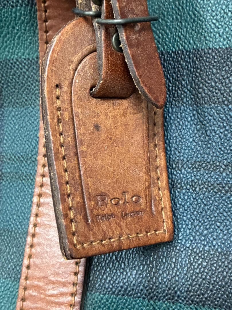 25S12-236 ポロラルフローレン ボストンバッグ グリーン系 チェック柄