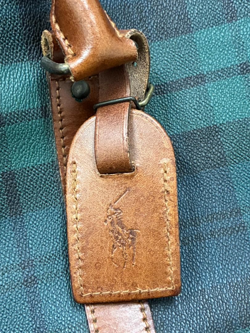 25S12-236 ポロラルフローレン ボストンバッグ グリーン系 チェック柄