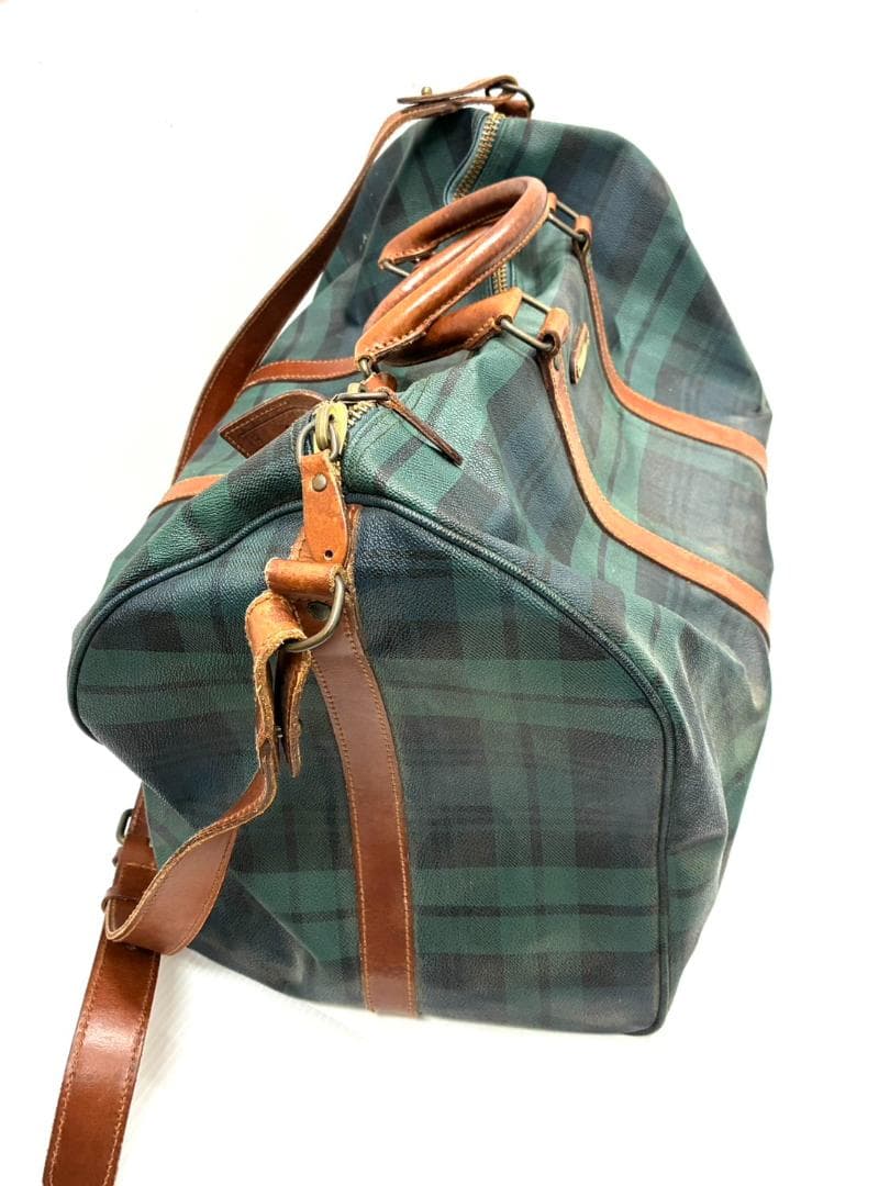 25S12-236 ポロラルフローレン ボストンバッグ グリーン系 チェック柄