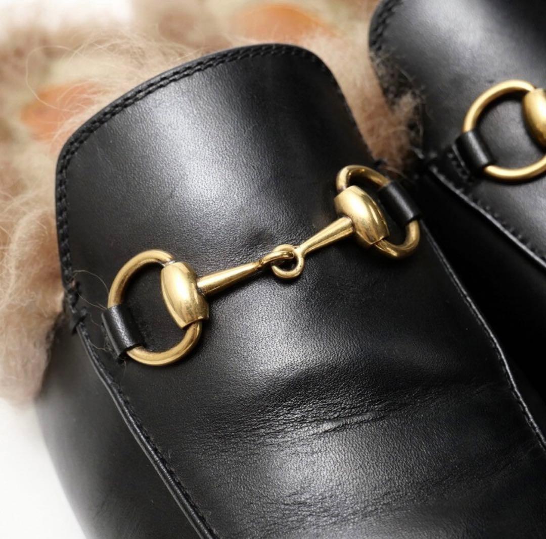美品✨ GUCCI グッチ プリンスタウン ホースビット ファー サンダル
