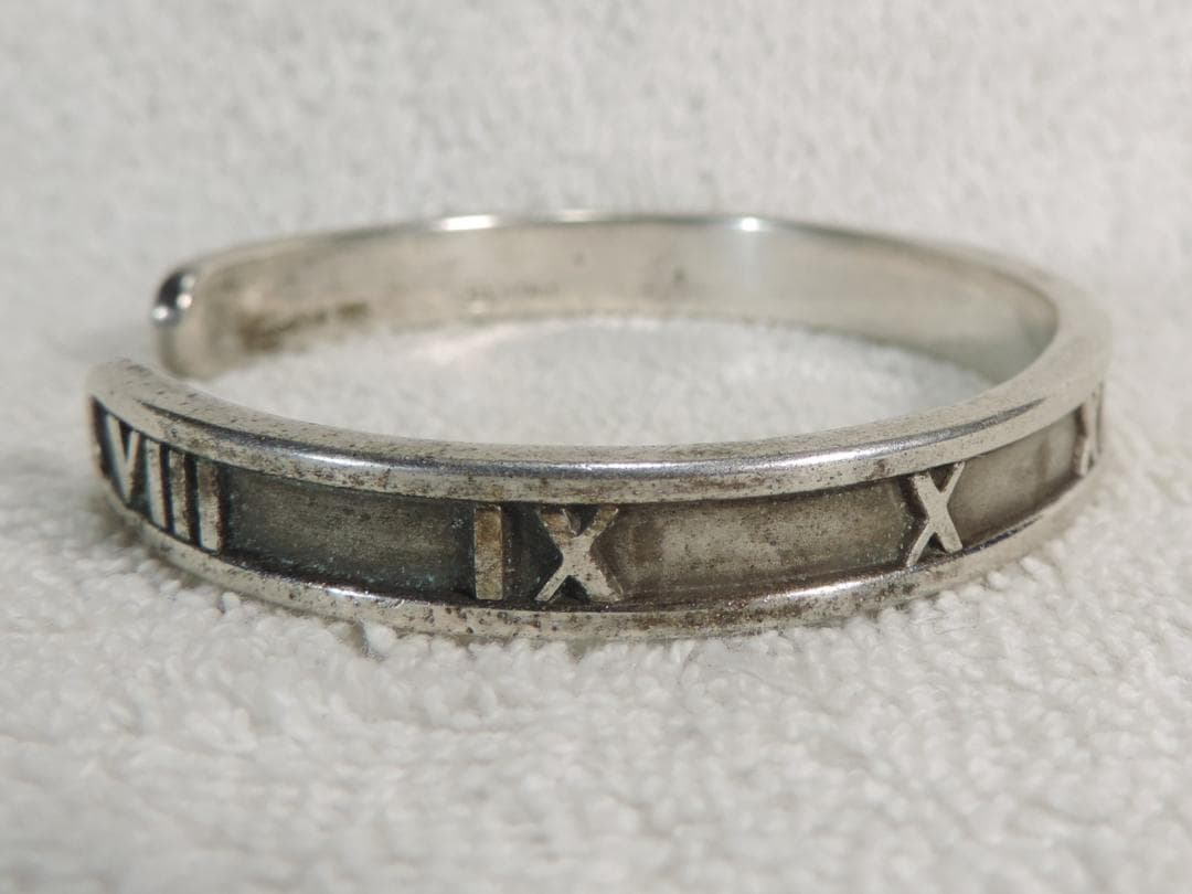 ローマ数字 TIFFANY 925 1995 ITALY刻印有りシルバーバングル