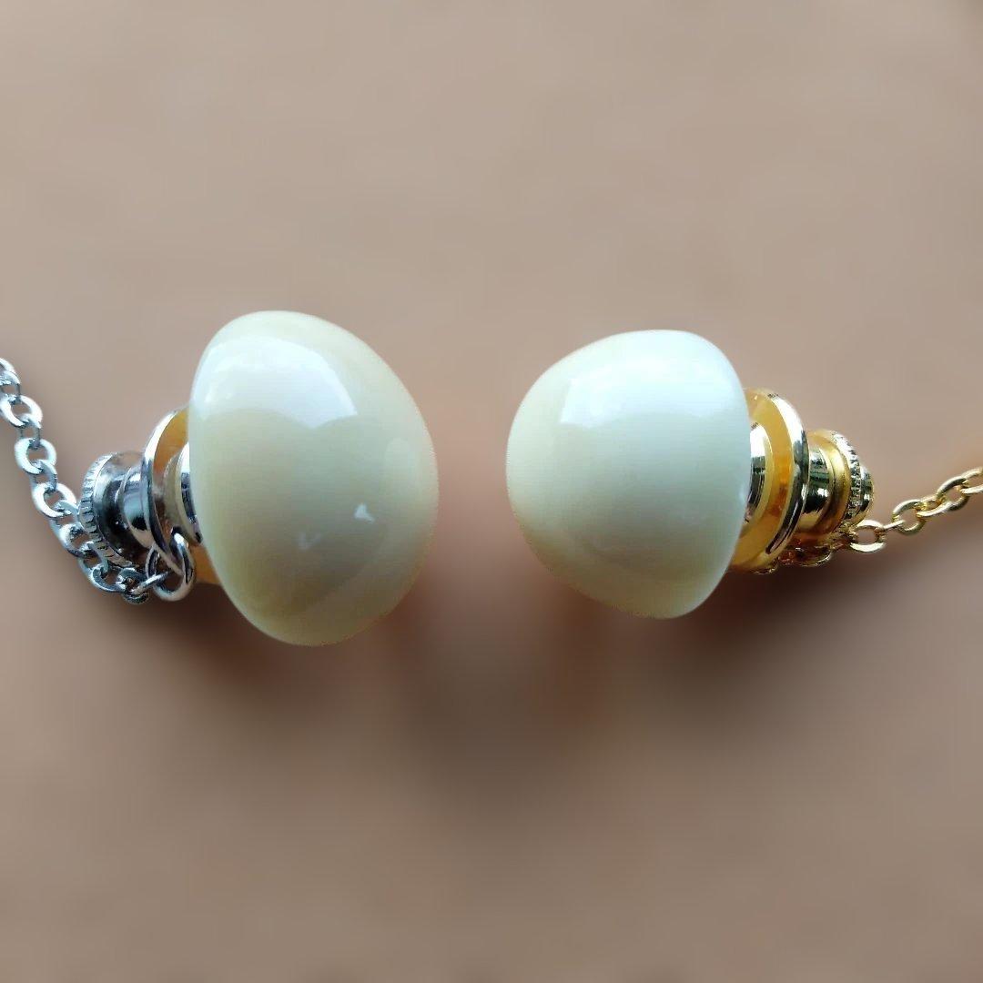 鯨歯　マッコウクジラ　牙玉 ネクタイピン　ドーム型　10個セット（箱なし）