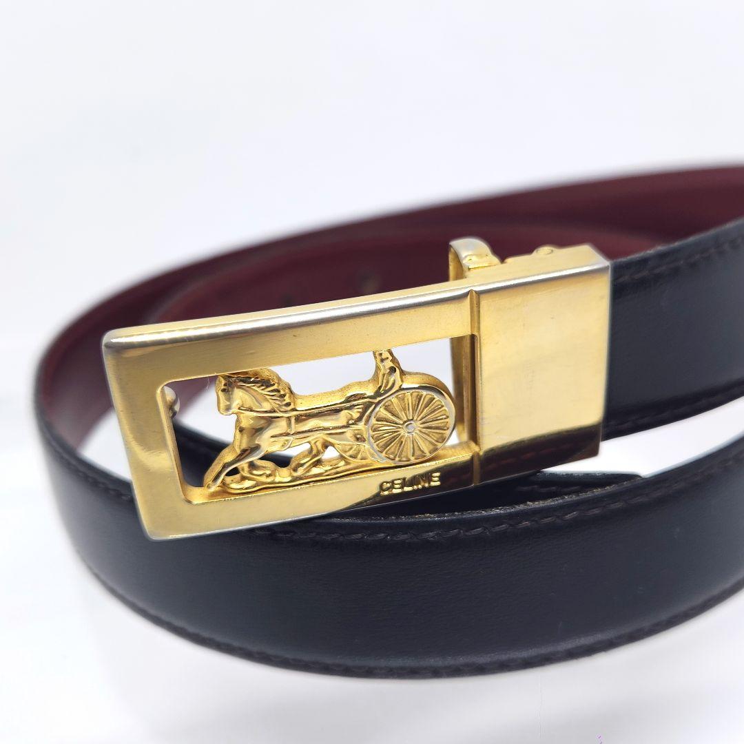 ゴールド 馬車金具 リバーシブル レザーベルト CELINE セリーヌ