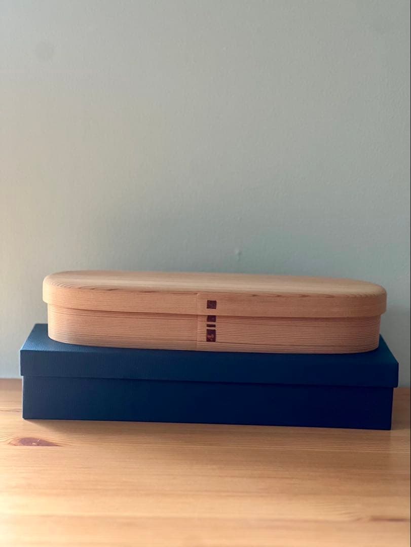 【新品未使用】柴田慶信商店　長手弁当箱　（大）大館　秋田杉 白木　曲げわっぱ　①