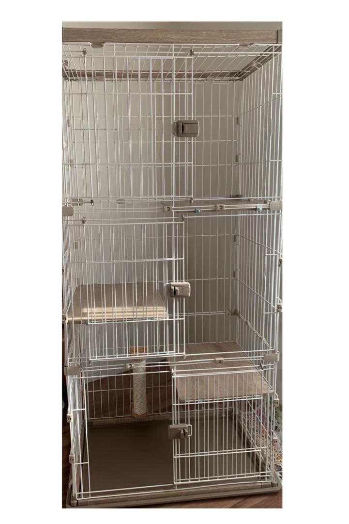 アイリスオーヤマ　ウッディキャットケージ3段　ライトナチュラル