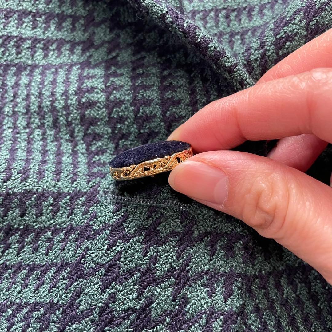 大きいサイズ✨バーバリー ダブルジャケット レディース 17号 チェック 緑 金