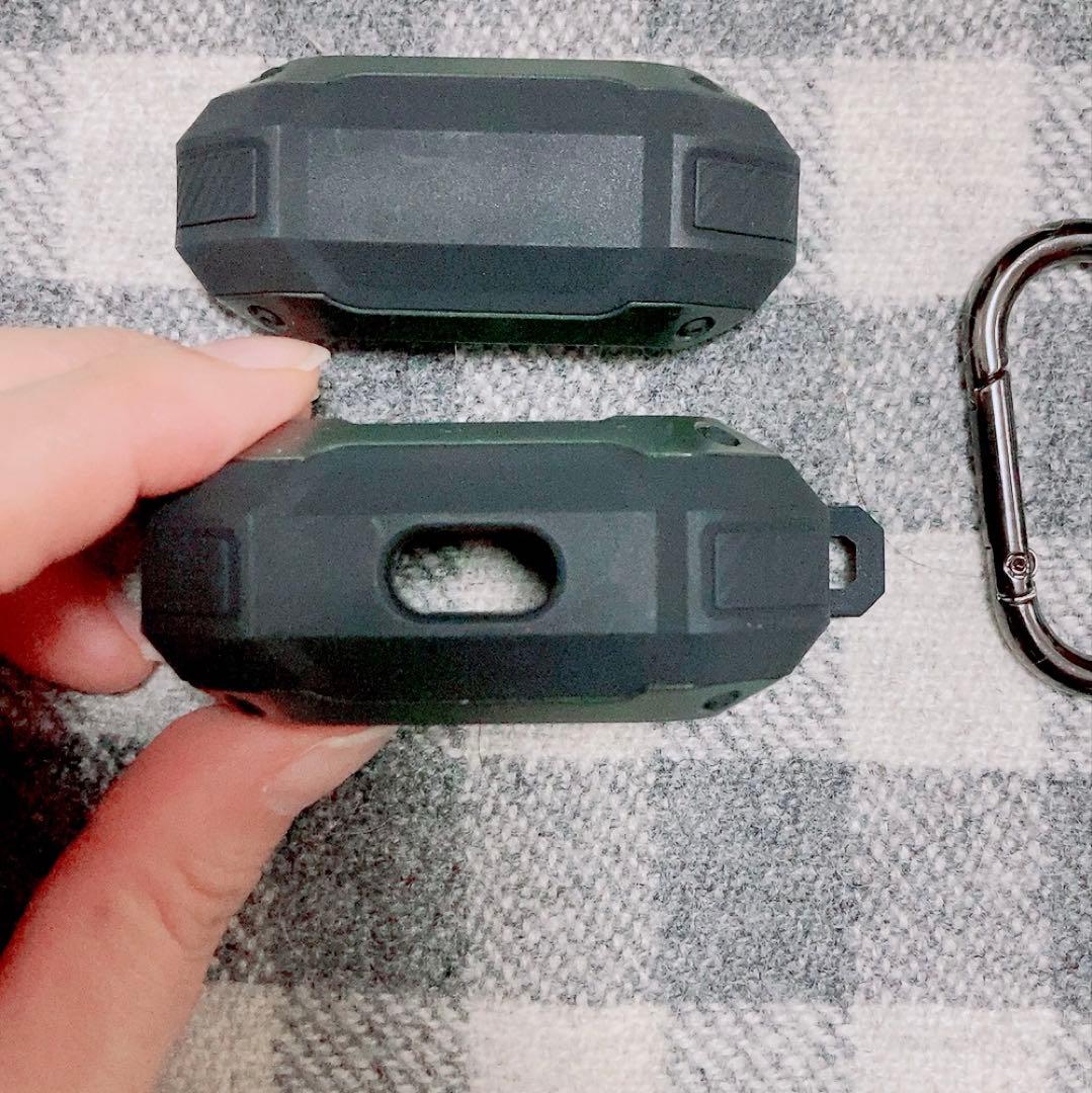 Airpods 3ケース ワイヤレス充電 対応 カラビナ付　ミリタリー・グリーン