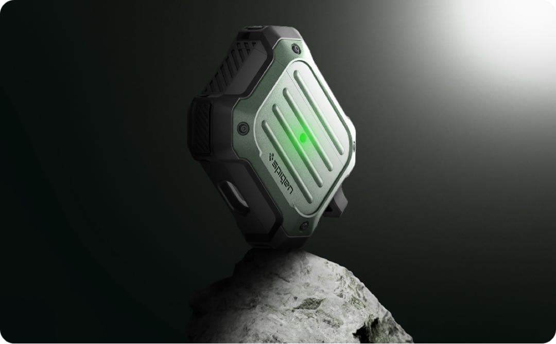 Airpods 3ケース ワイヤレス充電 対応 カラビナ付　ミリタリー・グリーン