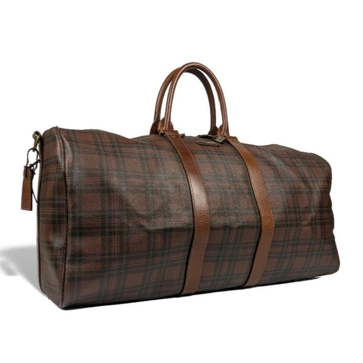 【希少色 】ポロラルフローレン ボストンバッグ ブラウン チェック柄 PVC