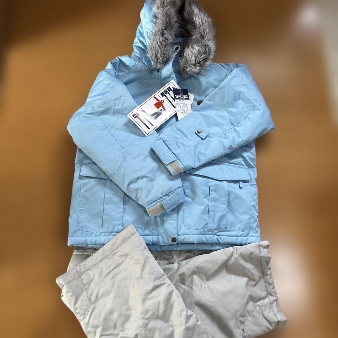 SPALDING スキーウェア 水色 ファー付き