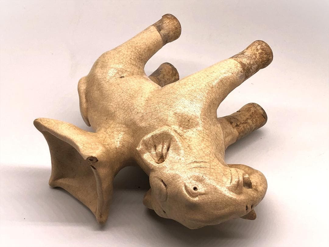 【 南洋陶磁 】　白釉象　宋胡禄/サンカローク　渡来品骨董　　L0317F