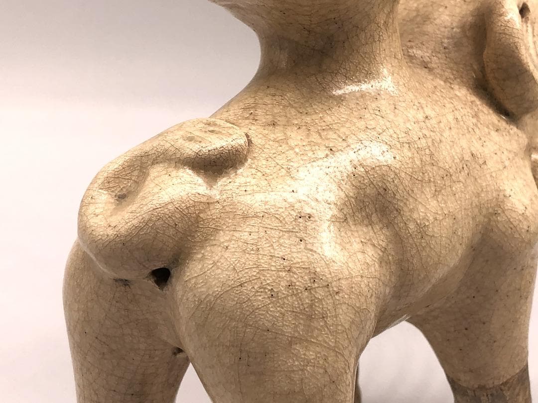 【 南洋陶磁 】　白釉象　宋胡禄/サンカローク　渡来品骨董　　L0317F