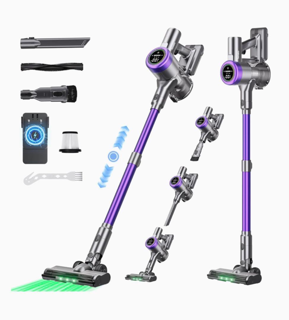 掃除機 コードレス 80KPa超強力吸引 65分連続稼働 自立式 サイクロン軽量