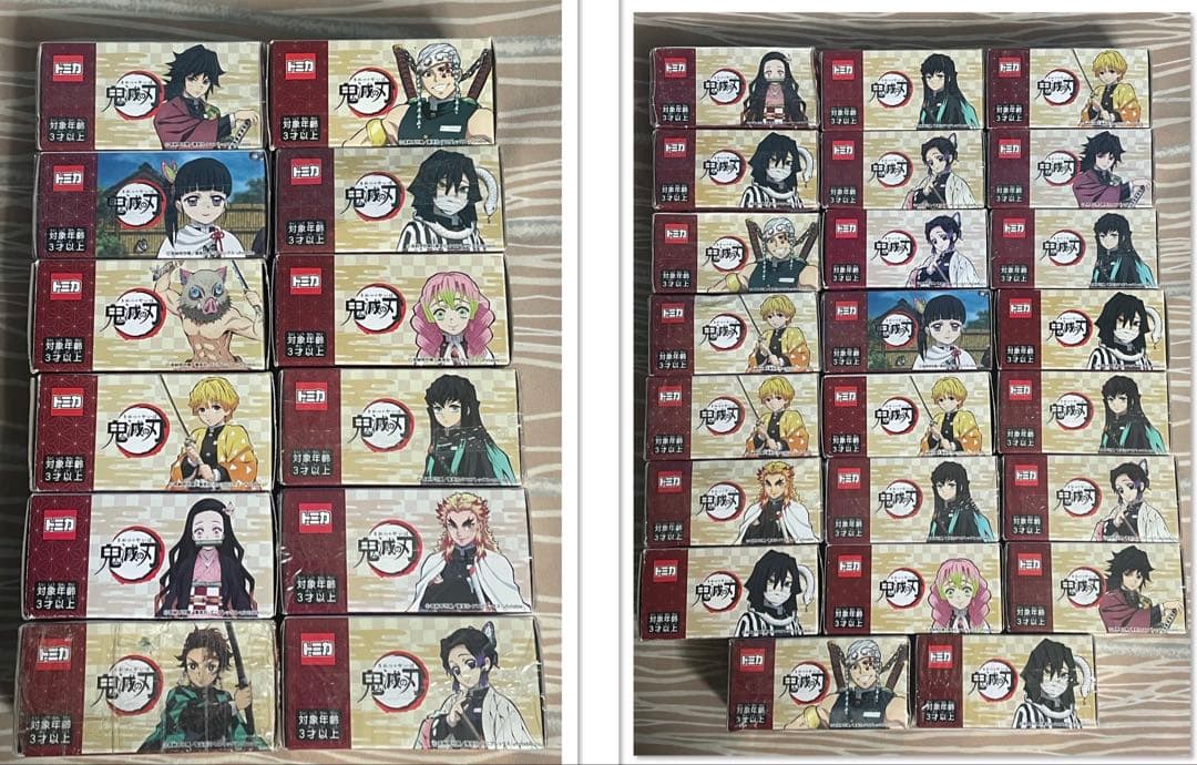 トミカ 鬼滅の刃シリーズのミニカー、合計35台セットです。