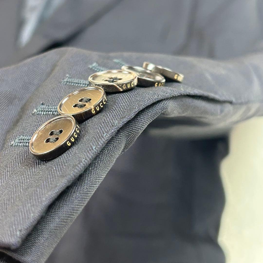 J603 L グッチ イタリア製 モヘア混 スーツ上下 ネイビー メンズ