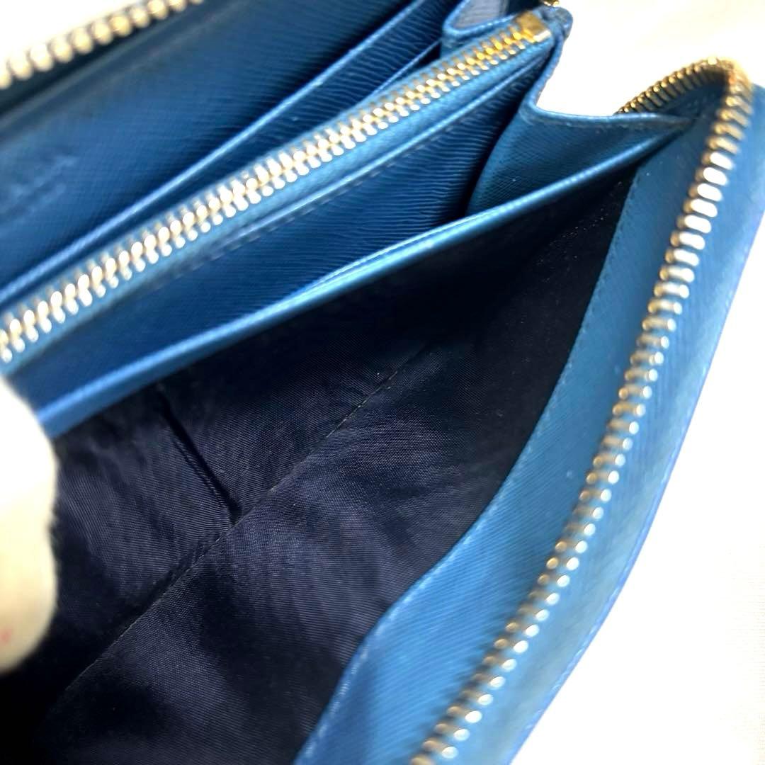 ✨美品✨PRADA プラダ◆ブルー◆フルレザー◆長財布◆ゴールドロゴ