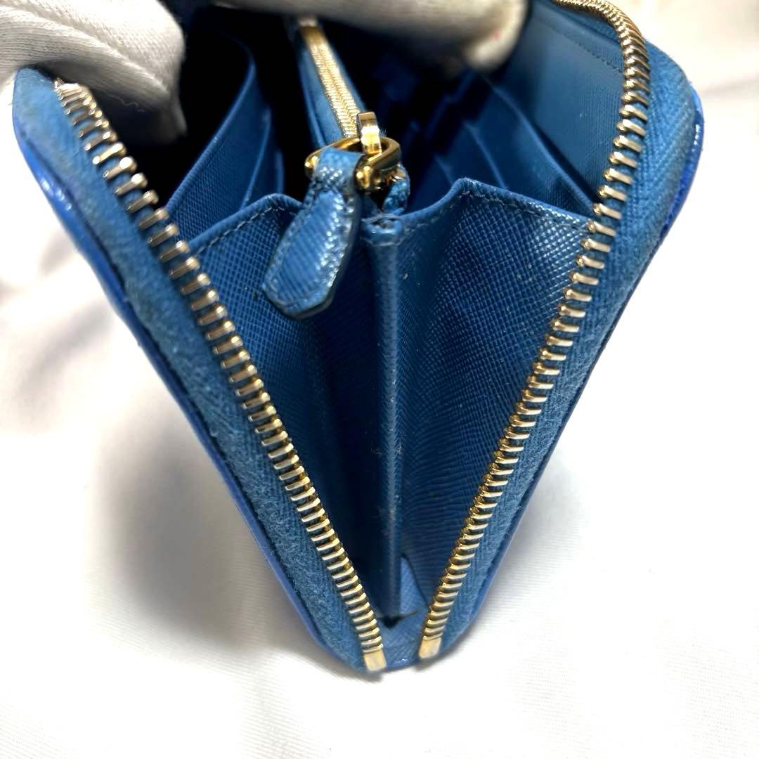✨美品✨PRADA プラダ◆ブルー◆フルレザー◆長財布◆ゴールドロゴ