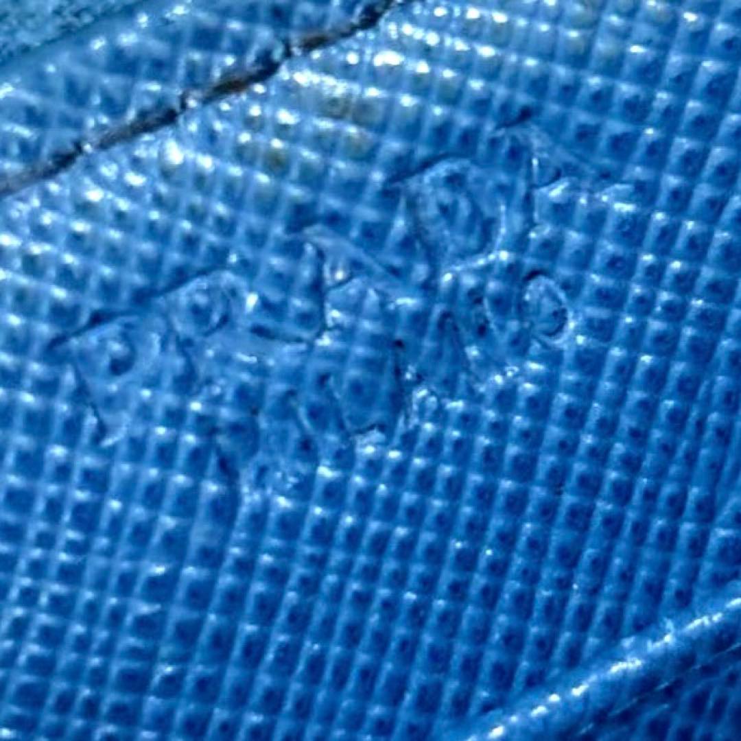 ✨美品✨PRADA プラダ◆ブルー◆フルレザー◆長財布◆ゴールドロゴ