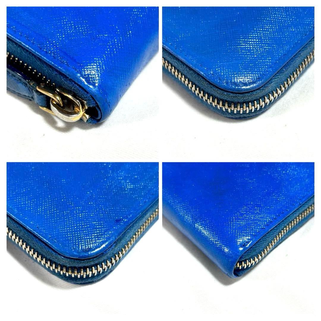 ✨美品✨PRADA プラダ◆ブルー◆フルレザー◆長財布◆ゴールドロゴ