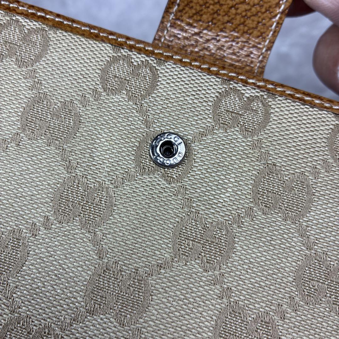 【美品】GUCCI グッチ 長財布 GGキャンバス×レザー ベージュ×ブラウン