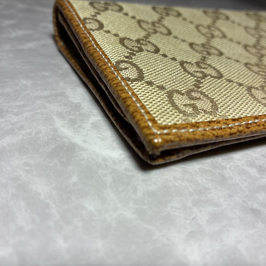 【美品】GUCCI グッチ 長財布 GGキャンバス×レザー ベージュ×ブラウン