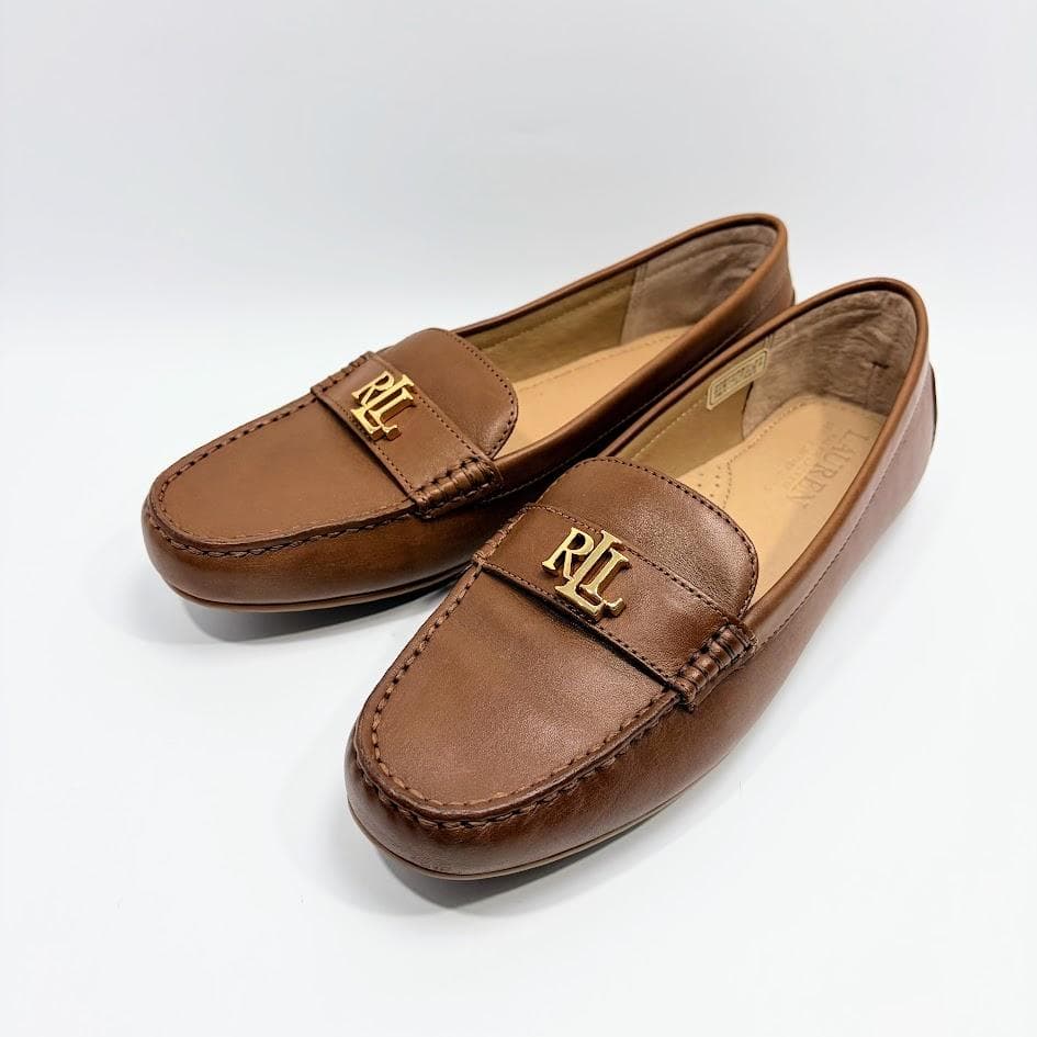 【美品】LAUREN ラルフローレン ドライビング シューズ ロゴ ローファー