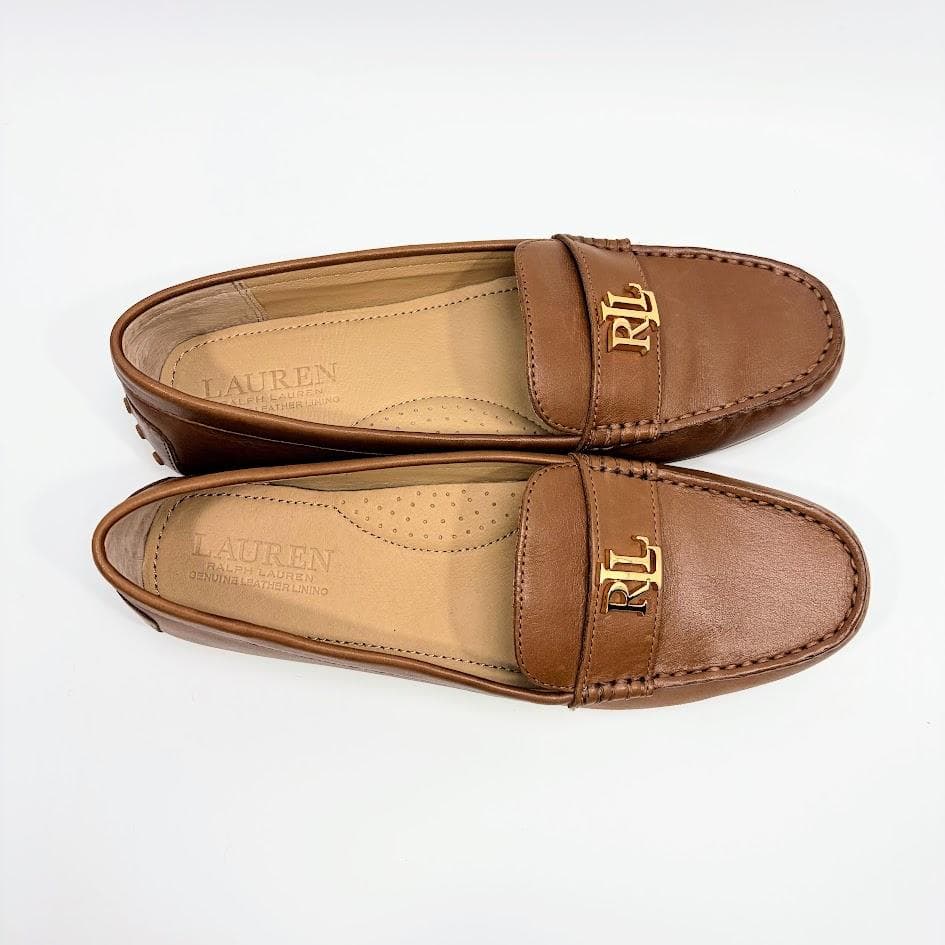 【美品】LAUREN ラルフローレン ドライビング シューズ ロゴ ローファー