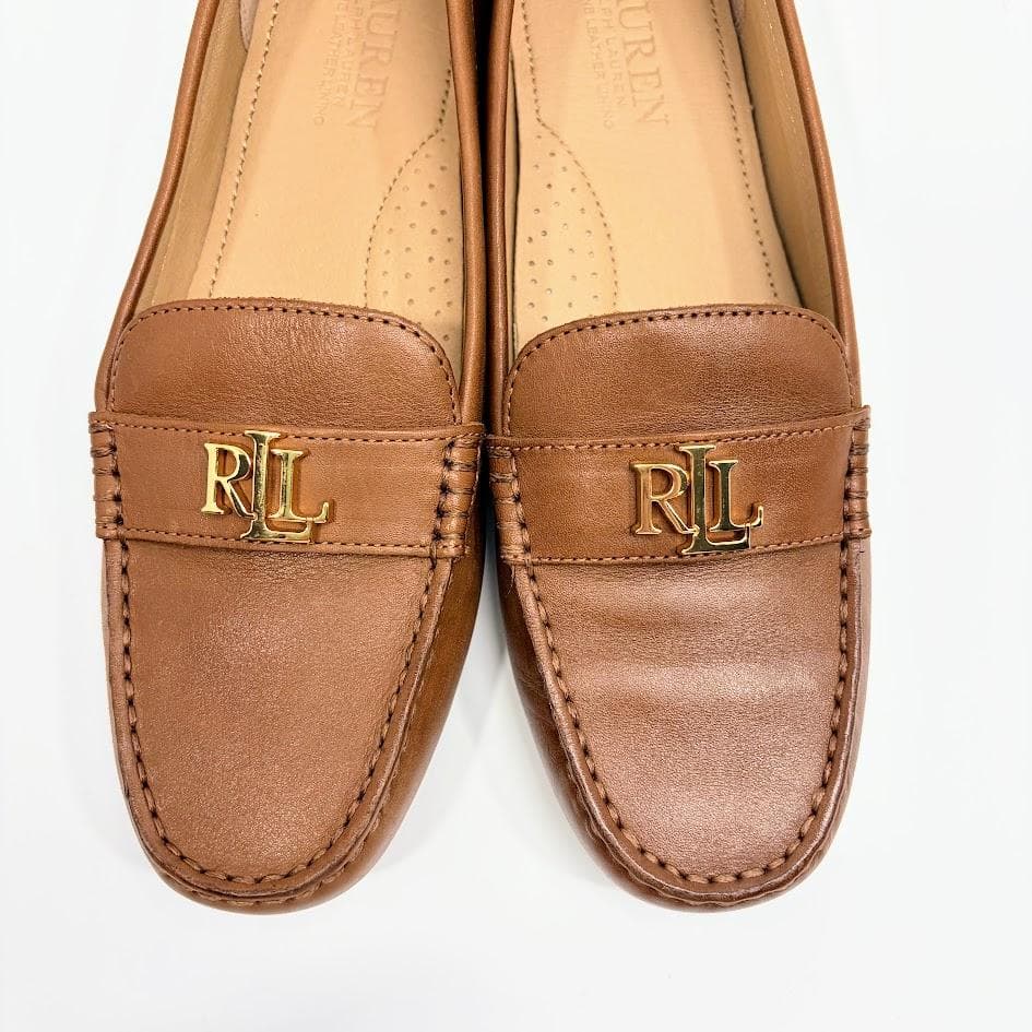 【美品】LAUREN ラルフローレン ドライビング シューズ ロゴ ローファー