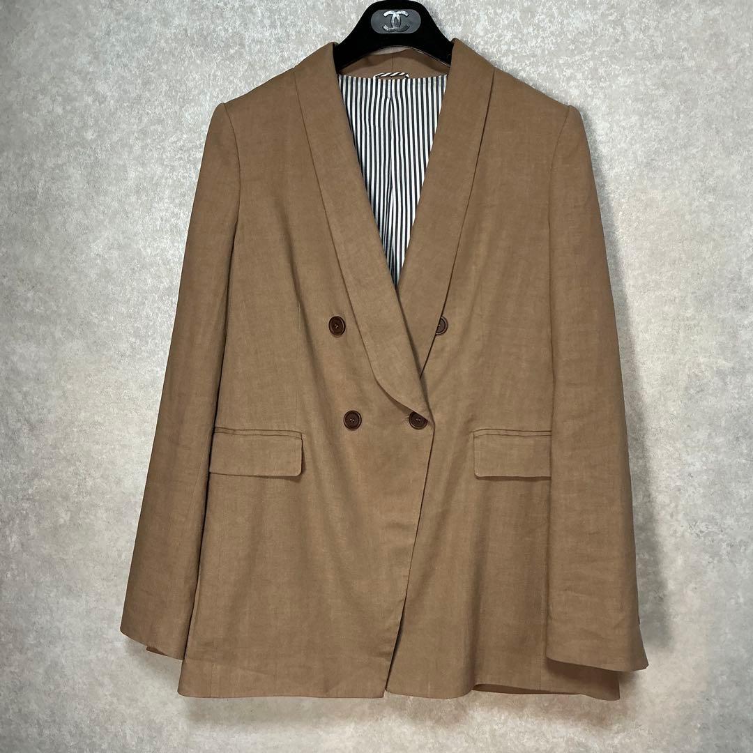 【美品】ブルネロクチネリ　ジャケット　ダブル　モニーレ　ブラウン　ストレッチ