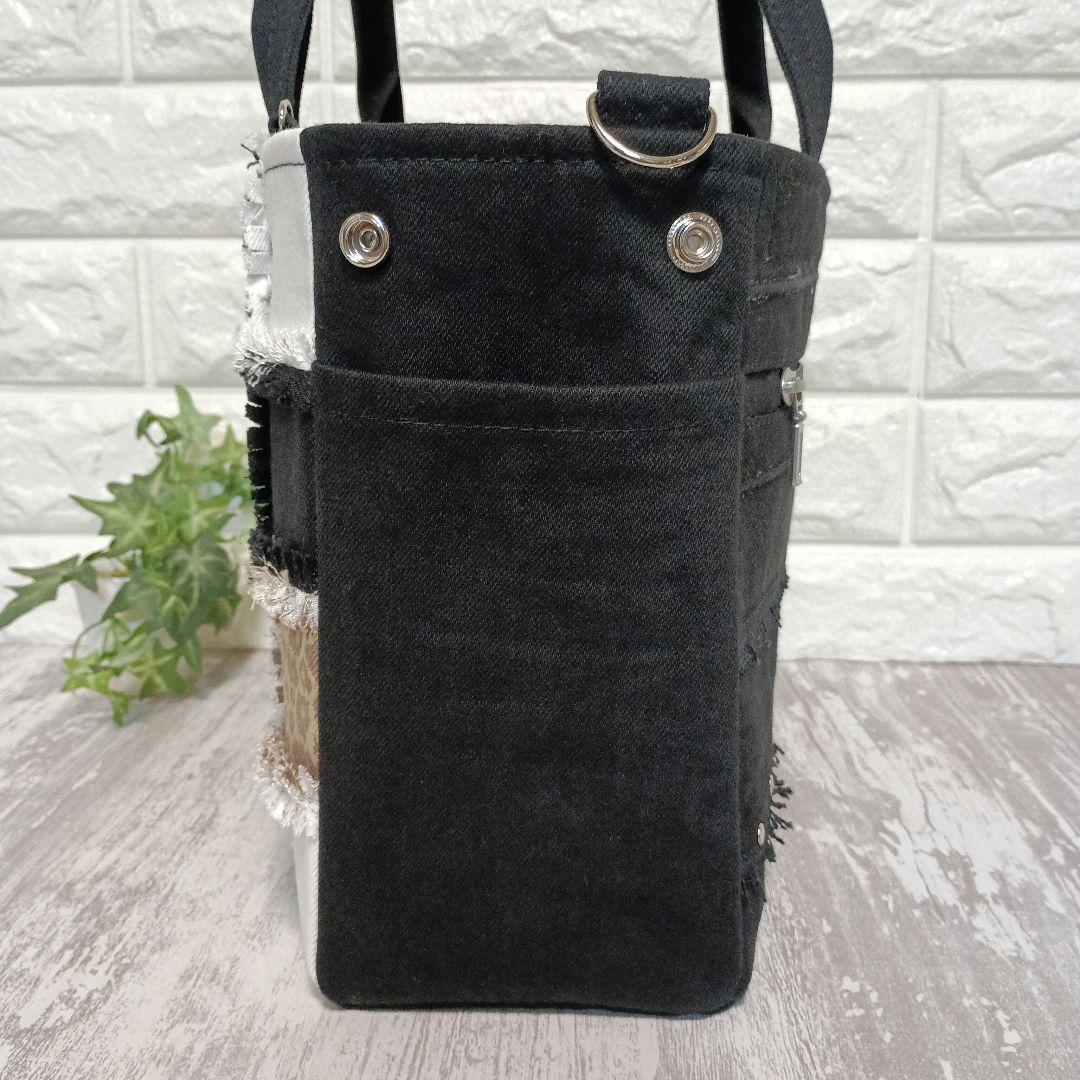 Ryoxxx　リメイクデニム★ヒョウ柄MIXフリンジ＋ストラップセット