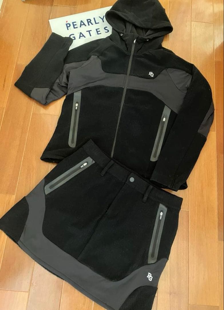 パーリーゲイツ　フーディ　スカート　セットアップ　黒　撥水防風　サイズ2