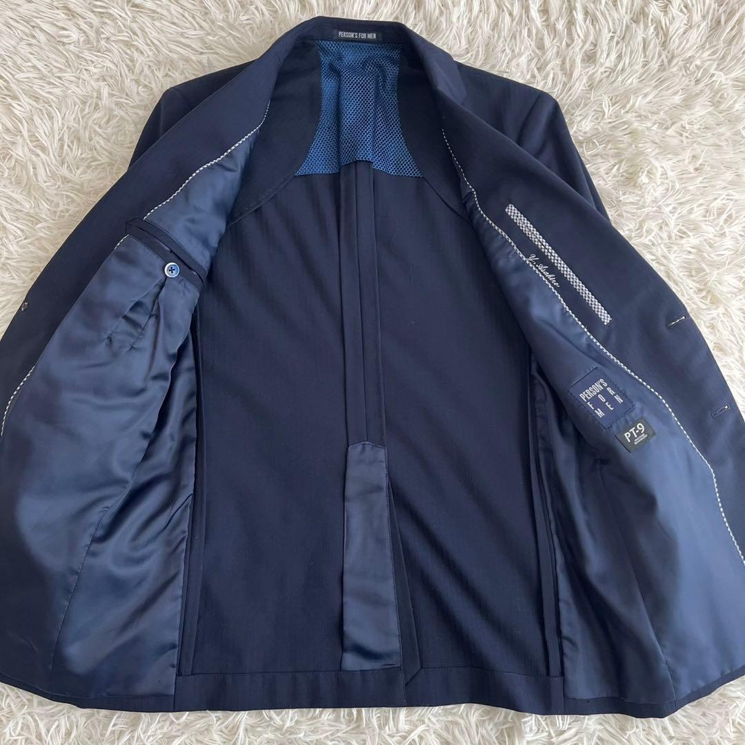 【美品】ビジネススーツ　セットアップ　スリーピース　ネイビー　ストライプ　YA6