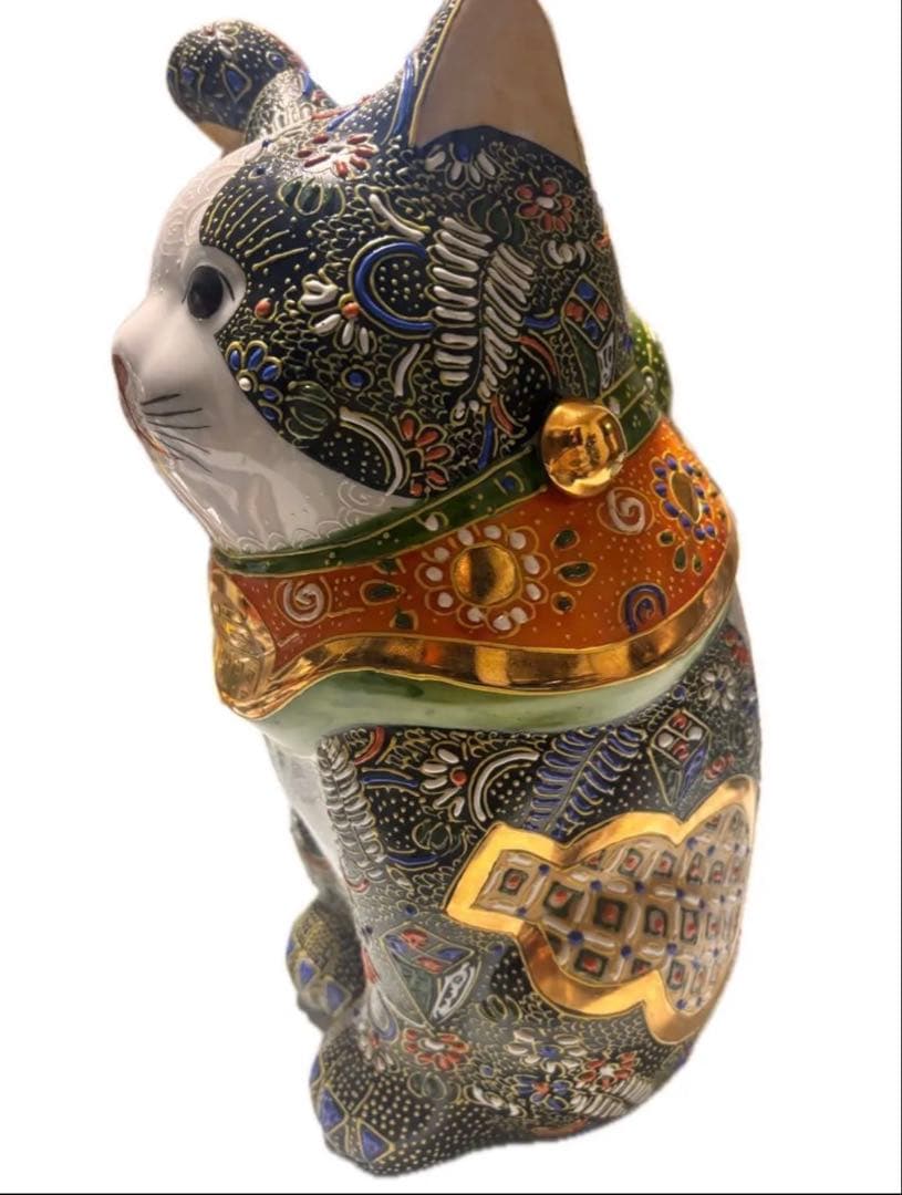 九谷焼 招き猫 陶器製 置物 高さ25cm