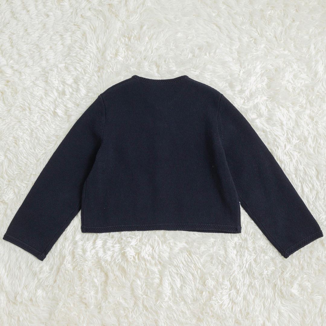 美品 MACPHEE ハーフミラノリブ クロップドカーディガン ネイビー