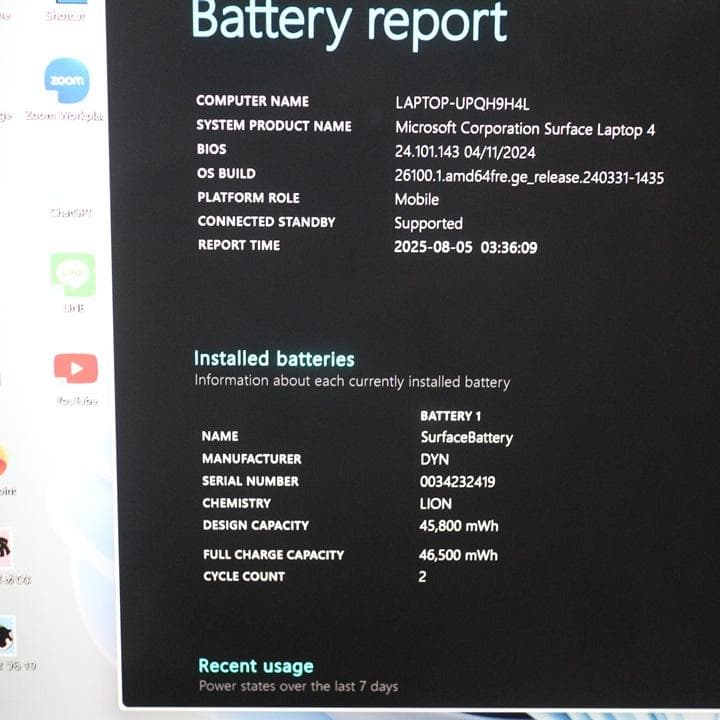 かにちゃんsurface laptop 4 バッテリー良好 タッチパネル