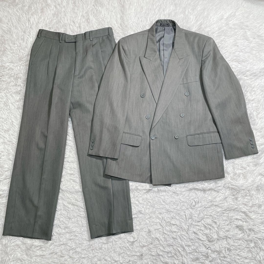 90s ヴィンテージ　ダブル　セットアップ　スーツ　6ボタン　カーキ　L相当