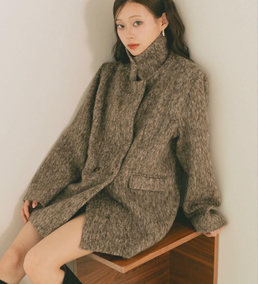 VANNIE U ミックスシャギーテーラードジャケットコート