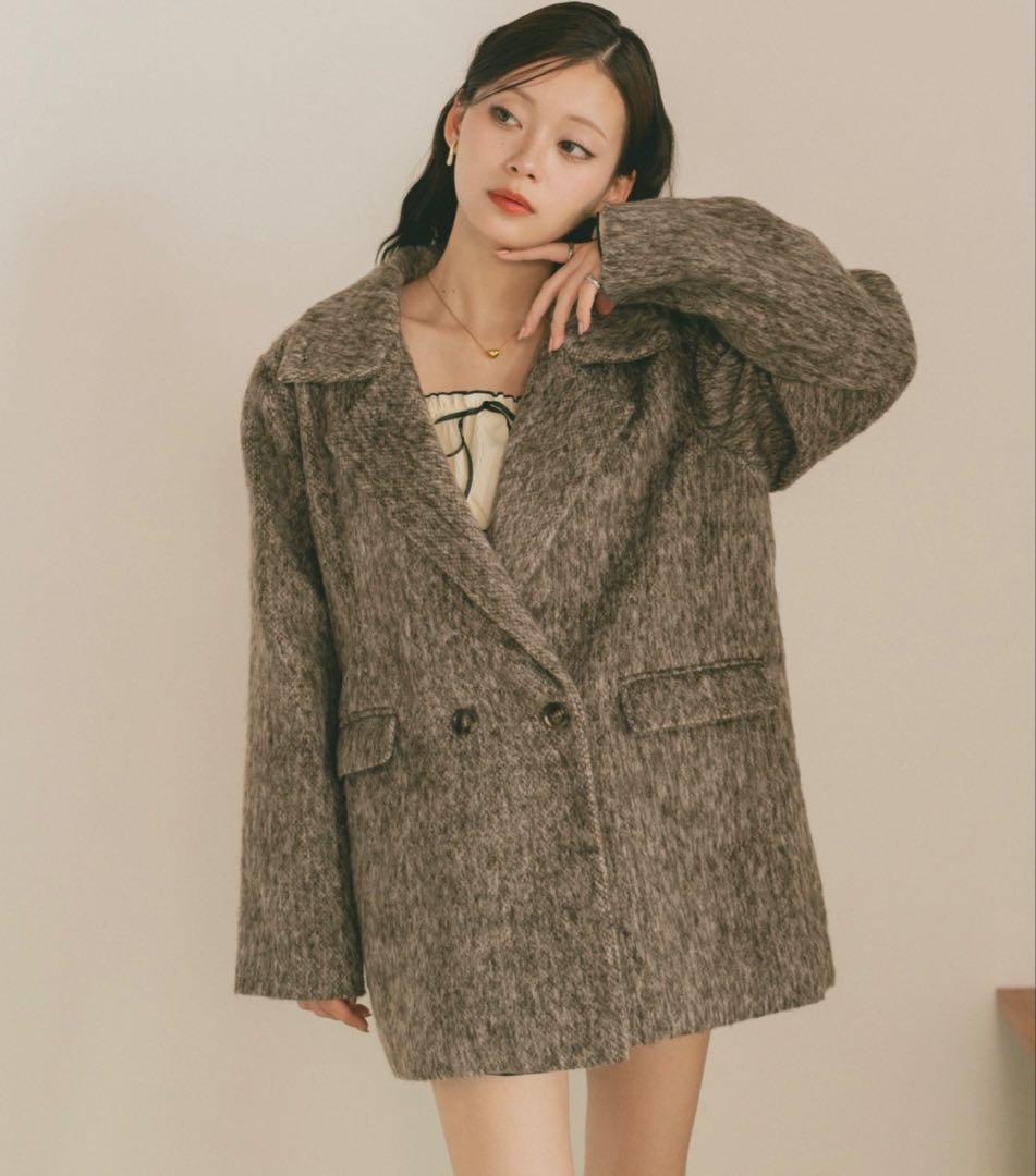 VANNIE U ミックスシャギーテーラードジャケットコート