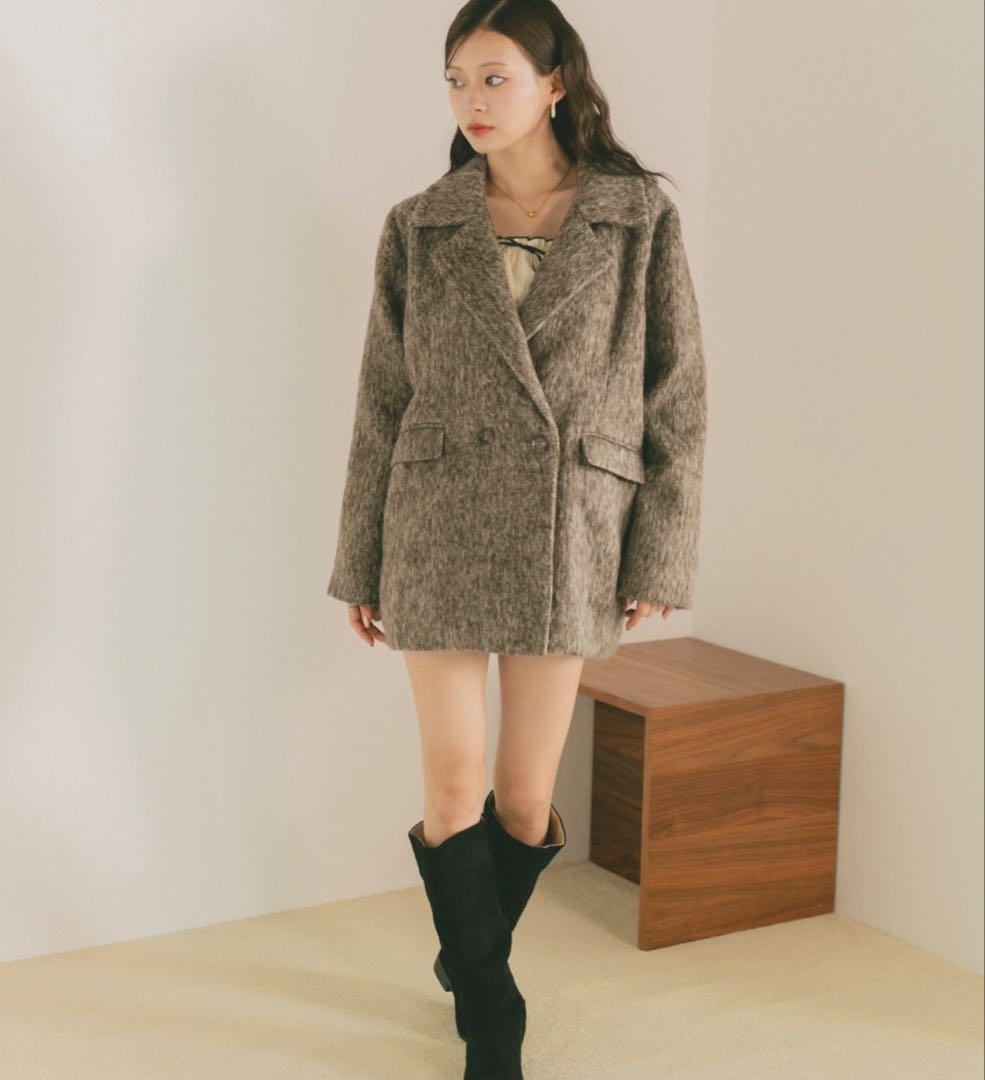 VANNIE U ミックスシャギーテーラードジャケットコート