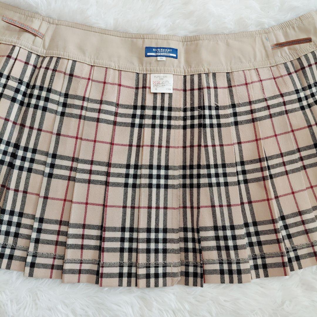 極美品✨バーバリーブルーレーベル　ラップスカート　プリーツ　ノバチェック　牛革