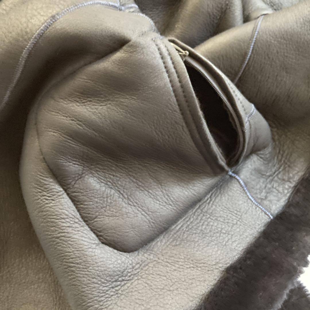 Zelal 元町ゼラール 羊革 ムートン ロングベスト リバーシブル ネイビー