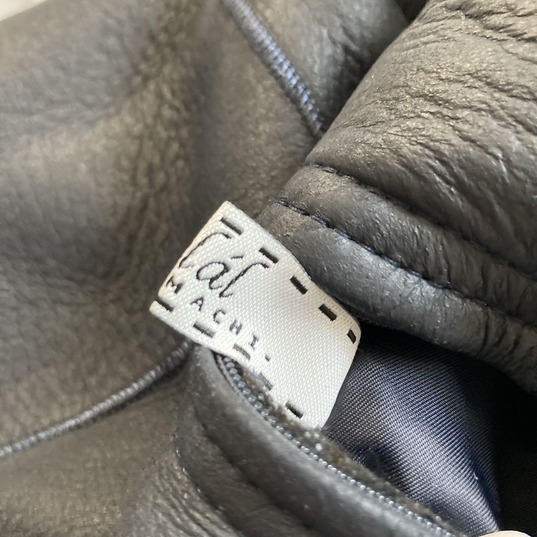 Zelal 元町ゼラール 羊革 ムートン ロングベスト リバーシブル ネイビー