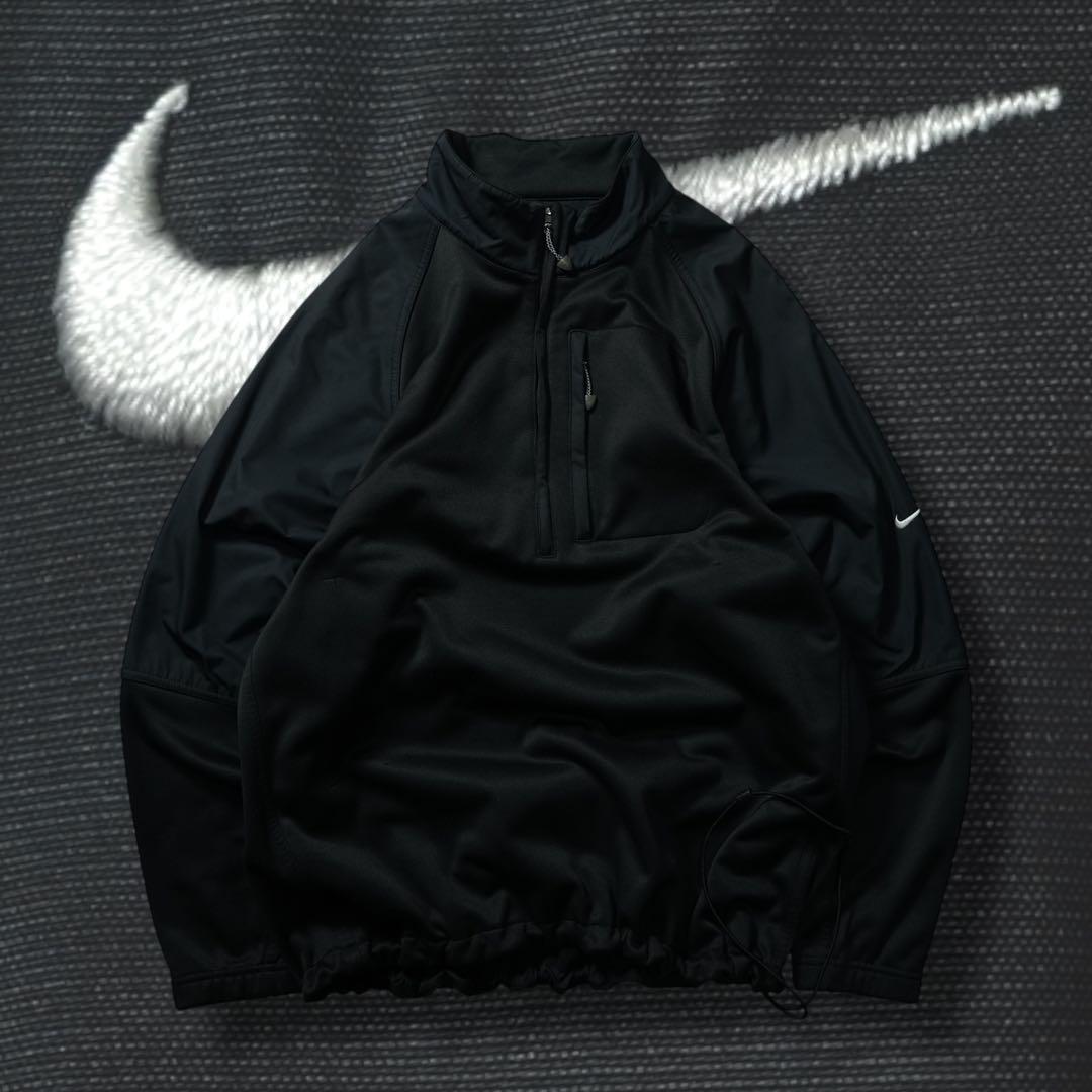 00s archive NIKE ハーフジップトップ 異素材 刺繍ロゴ y2k