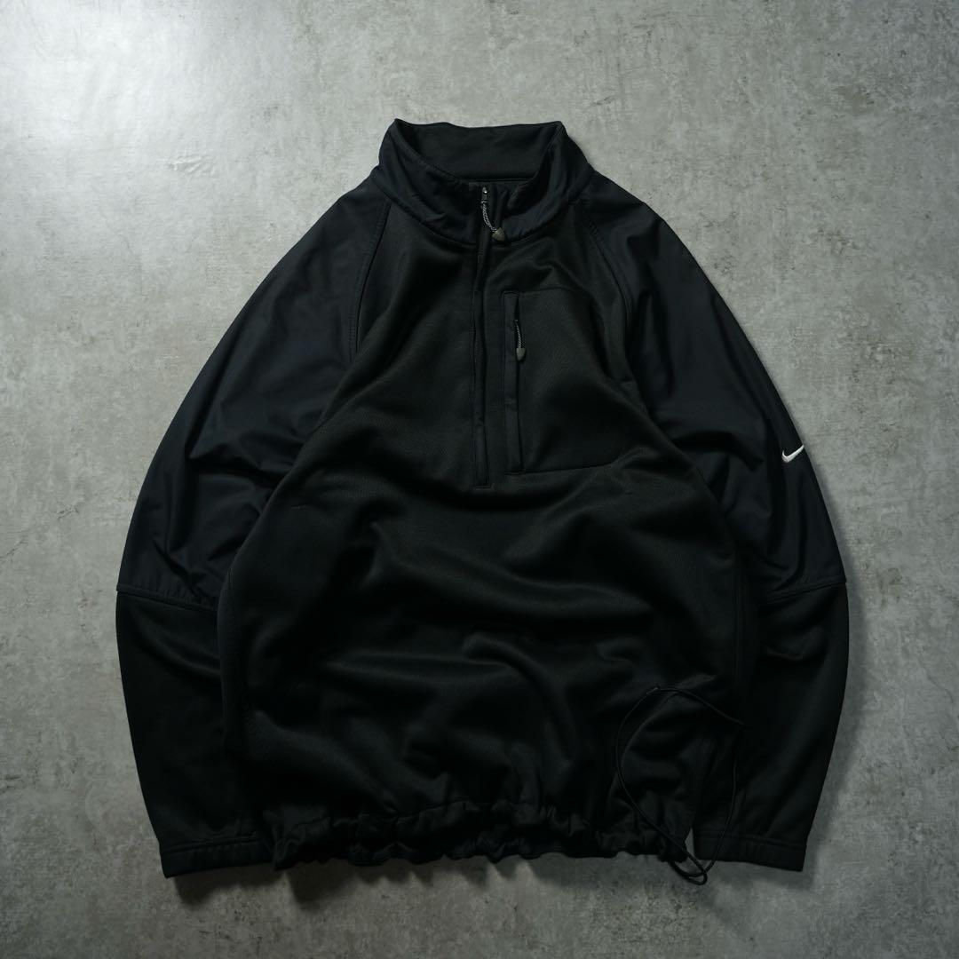 00s archive NIKE ハーフジップトップ 異素材 刺繍ロゴ y2k