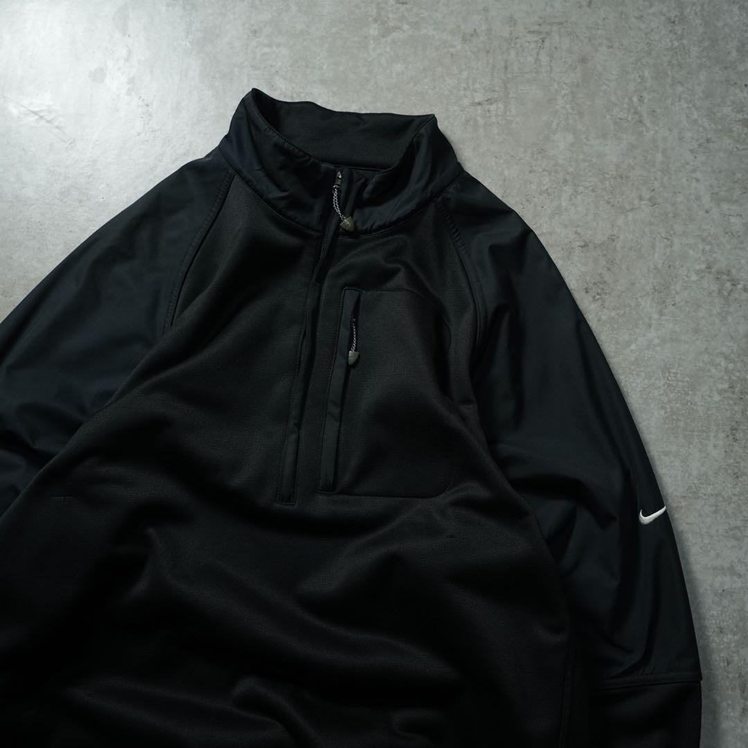 00s archive NIKE ハーフジップトップ 異素材 刺繍ロゴ y2k