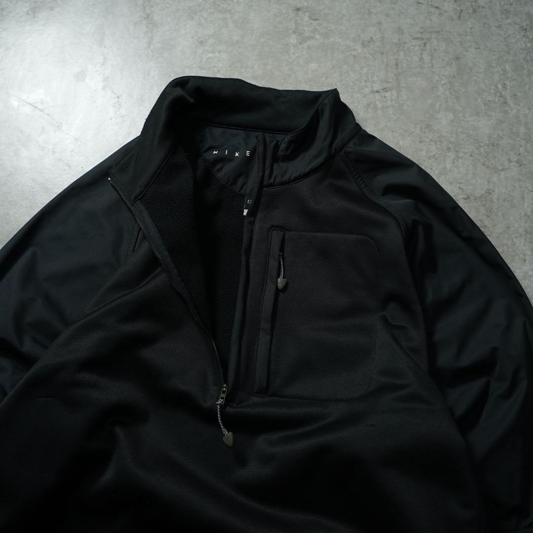 00s archive NIKE ハーフジップトップ 異素材 刺繍ロゴ y2k