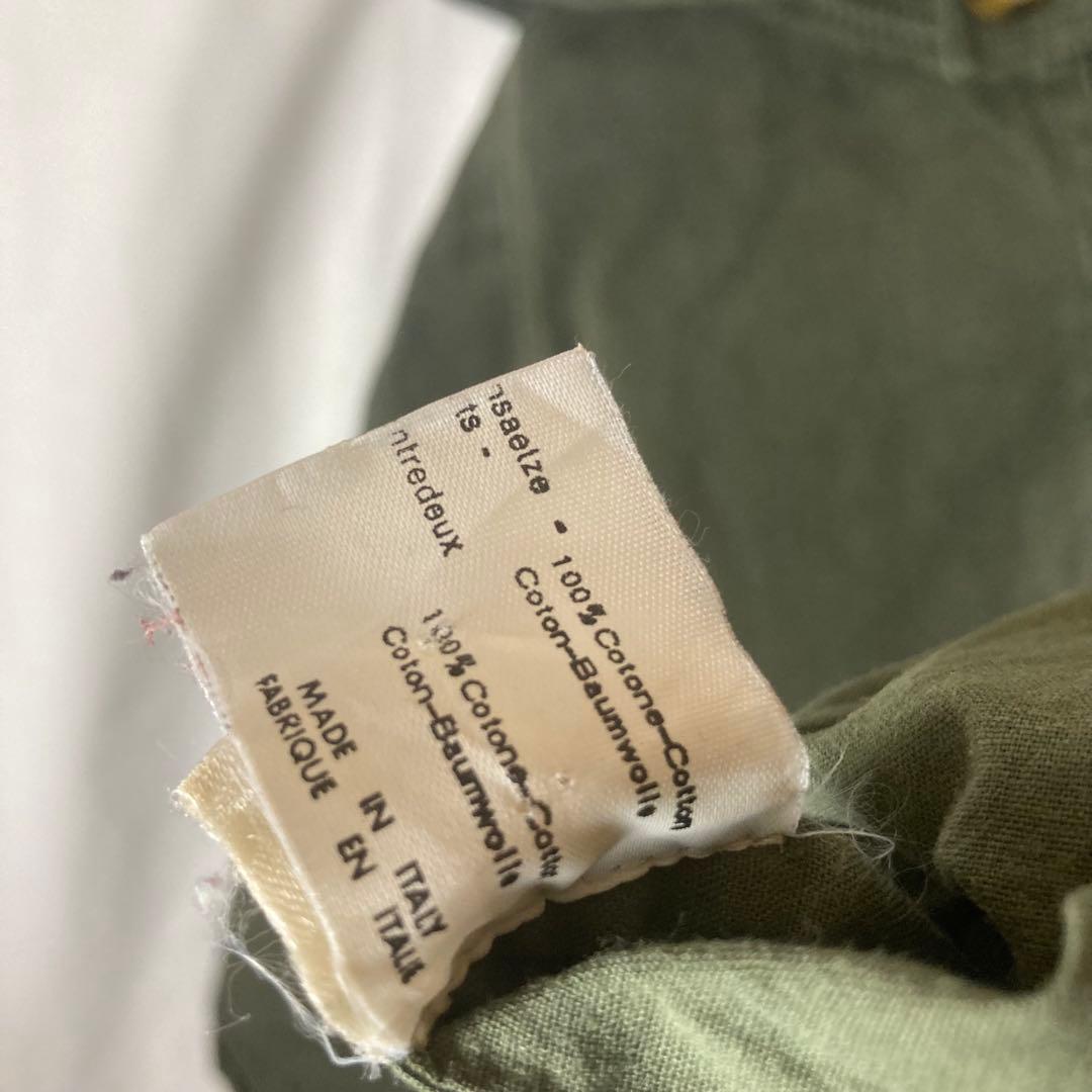 イタリア製ミリタリーカーキカラー ヘビーコットンダッフルコートゆったりXLサイズ